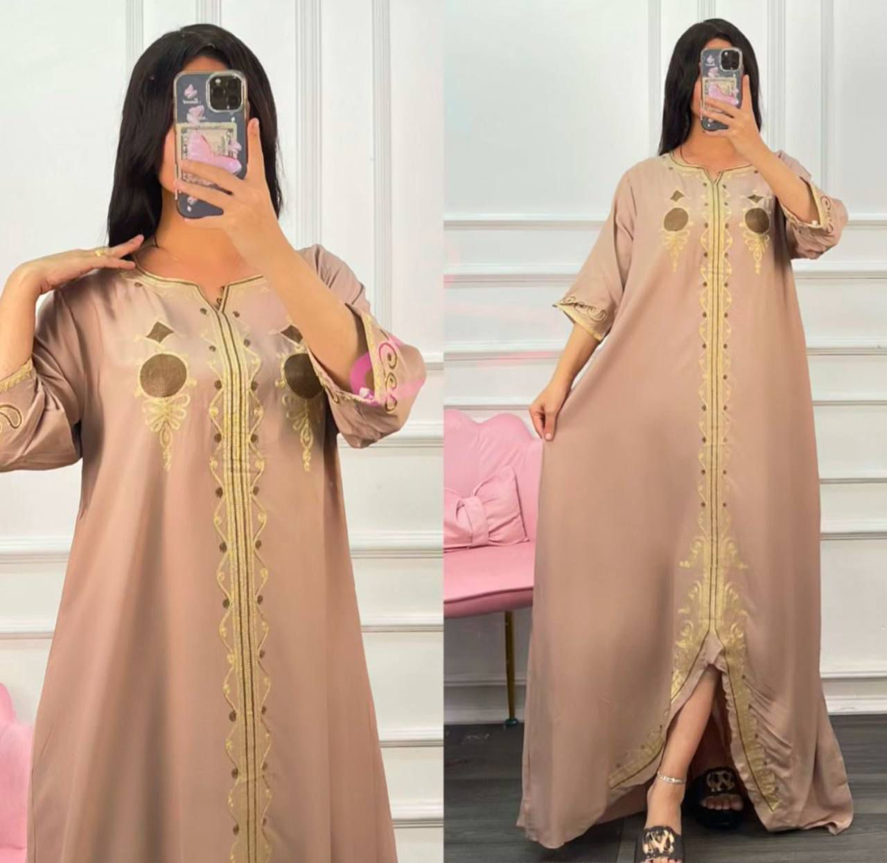 دشداشه ساده تطريز ملونه 
