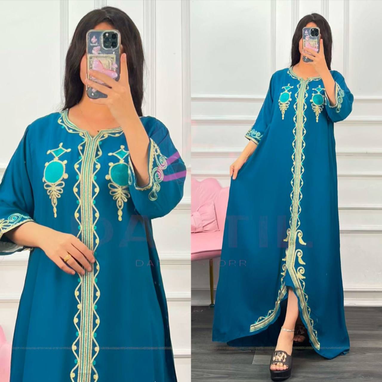 دشداشه ساده تطريز ملونه  - alternate view